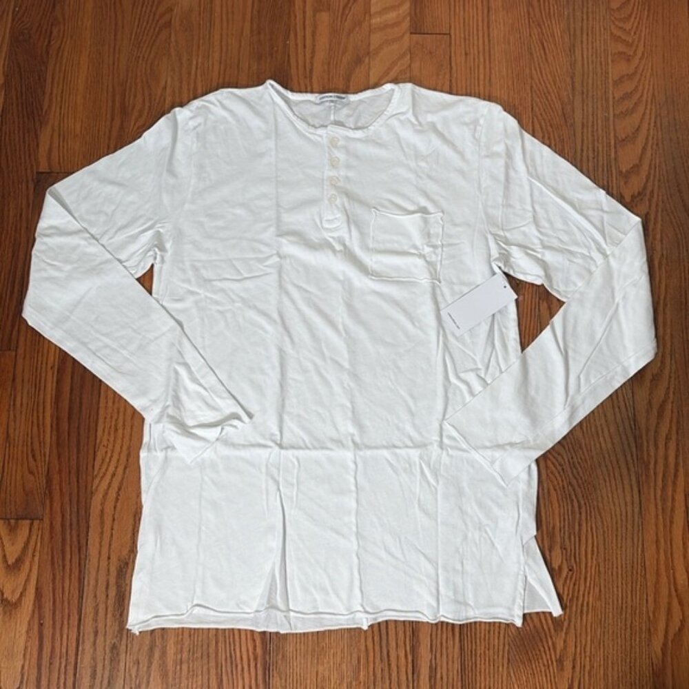 Cotton Citizen Jagger Long Sleeve Henley Shirt Mens Large White NWT